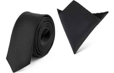 Ladeheid Krawatte Herren Schmale Krawatte & Einstecktuch Set SP/P (150cm x 5cm, 22cm x 22cm) (Set, 1-St., mit Einstecktuch)