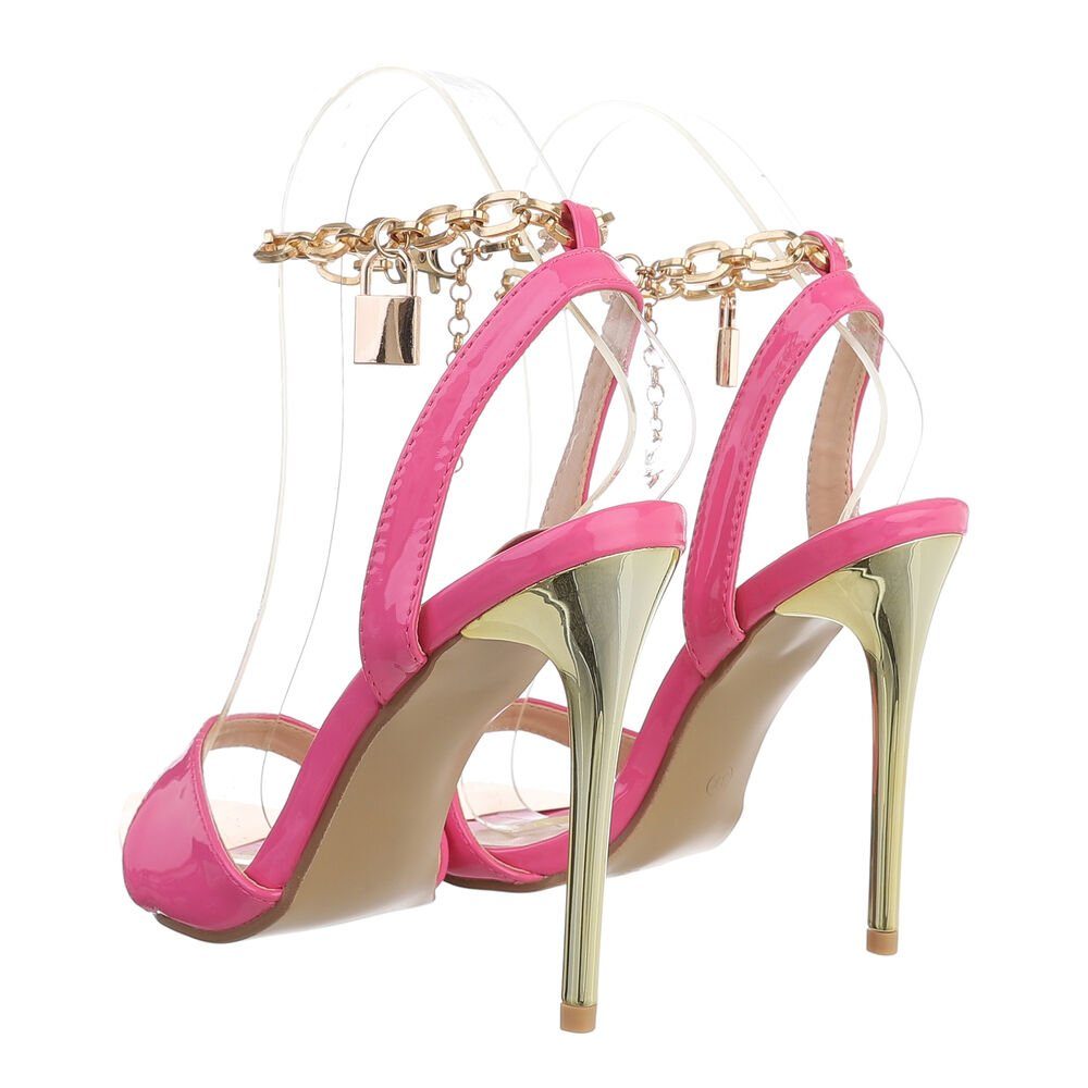 & & Ital-Design Sandalette Sandalen Sandaletten Pink Abendschuhe Clubwear Pfennig-/Stilettoabsatz Damen in Party