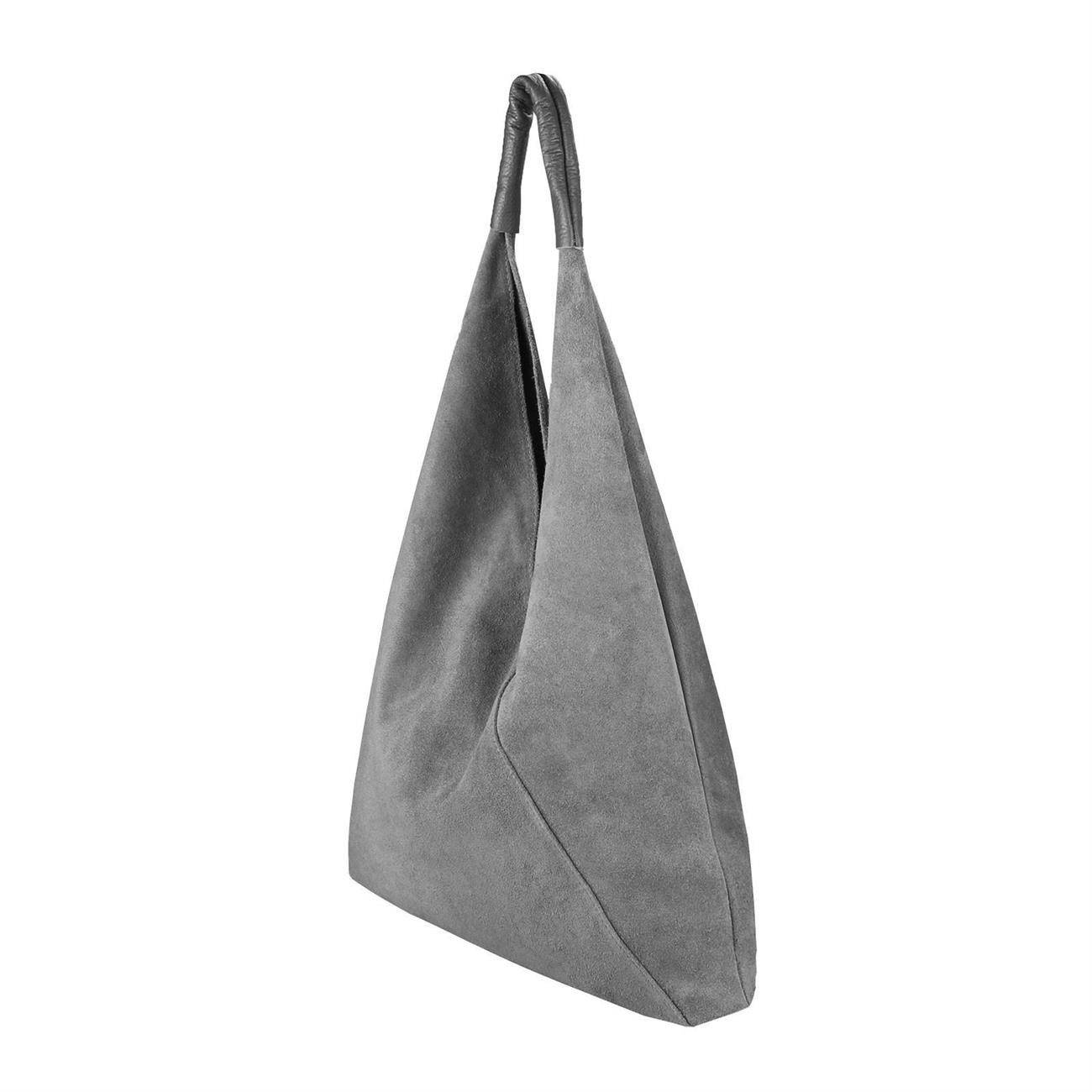 ITALYSHOP24 Schultertasche Made in Italy Damen XXL Leder Wildleder Tasche Shopper Umhängetasche, LEICHT SICHER & SMART unterm Arm tragbar MODERN & EDEL, CITY HOBO BAG