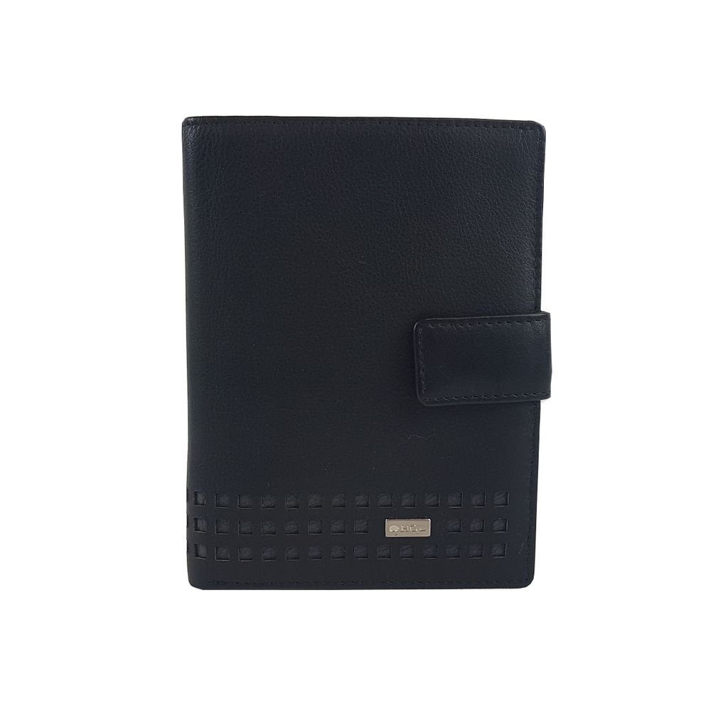 HGL Geldbörse Geldbörse Leder schwarz-grau Riegel Damen Druckknopf HGL 21135 mit Kartenfächer