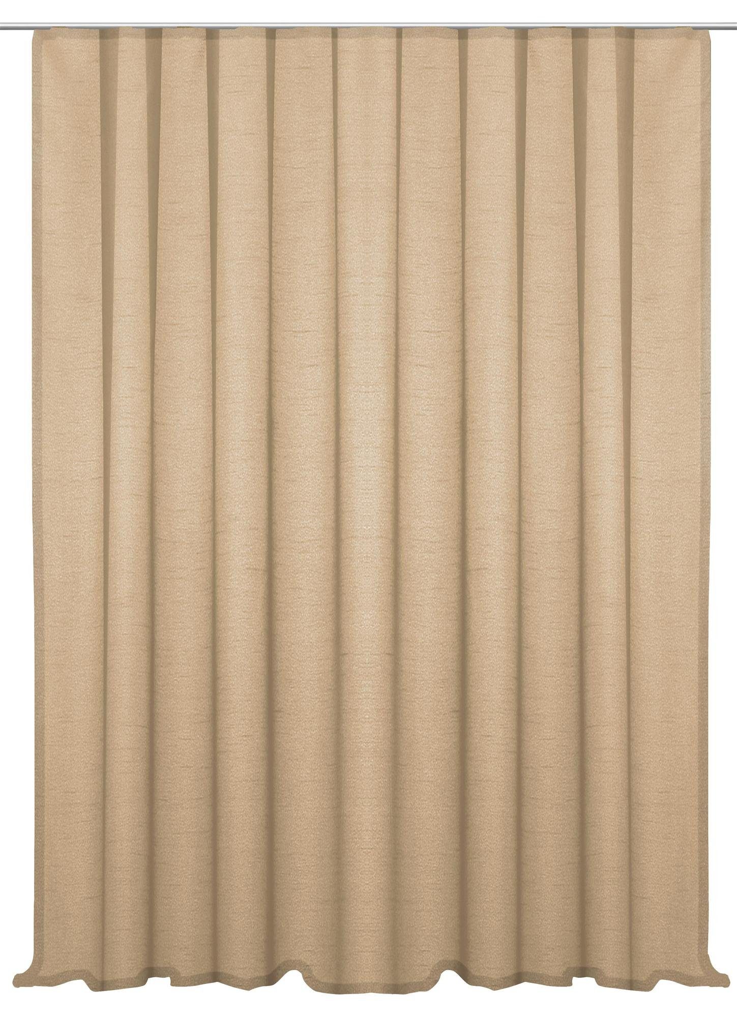 Gardine Vorhang Seidenglanz cm halbtransparent, 300x245 Kräuselband halbtransparent Gardine, Kräuselband (1 und Polyester Deko, St), Beige Haus