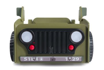 Faizee Möbel Kinderbett [Jeep (Modell wählbar)] Kinderzimmerbett Militär/Grün/Pink 207x116x76