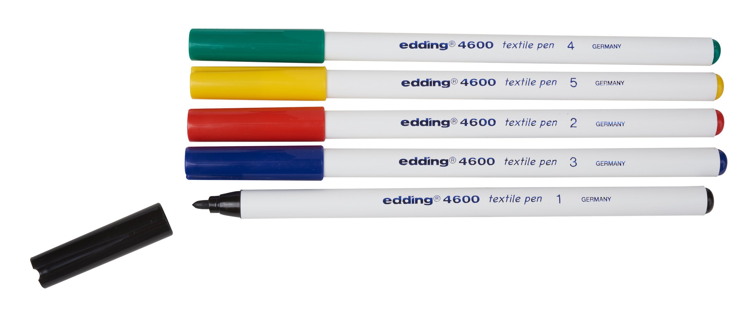 edding Textilmarker Textilstifte-Set Brilliant Colours 5er-Set 4600