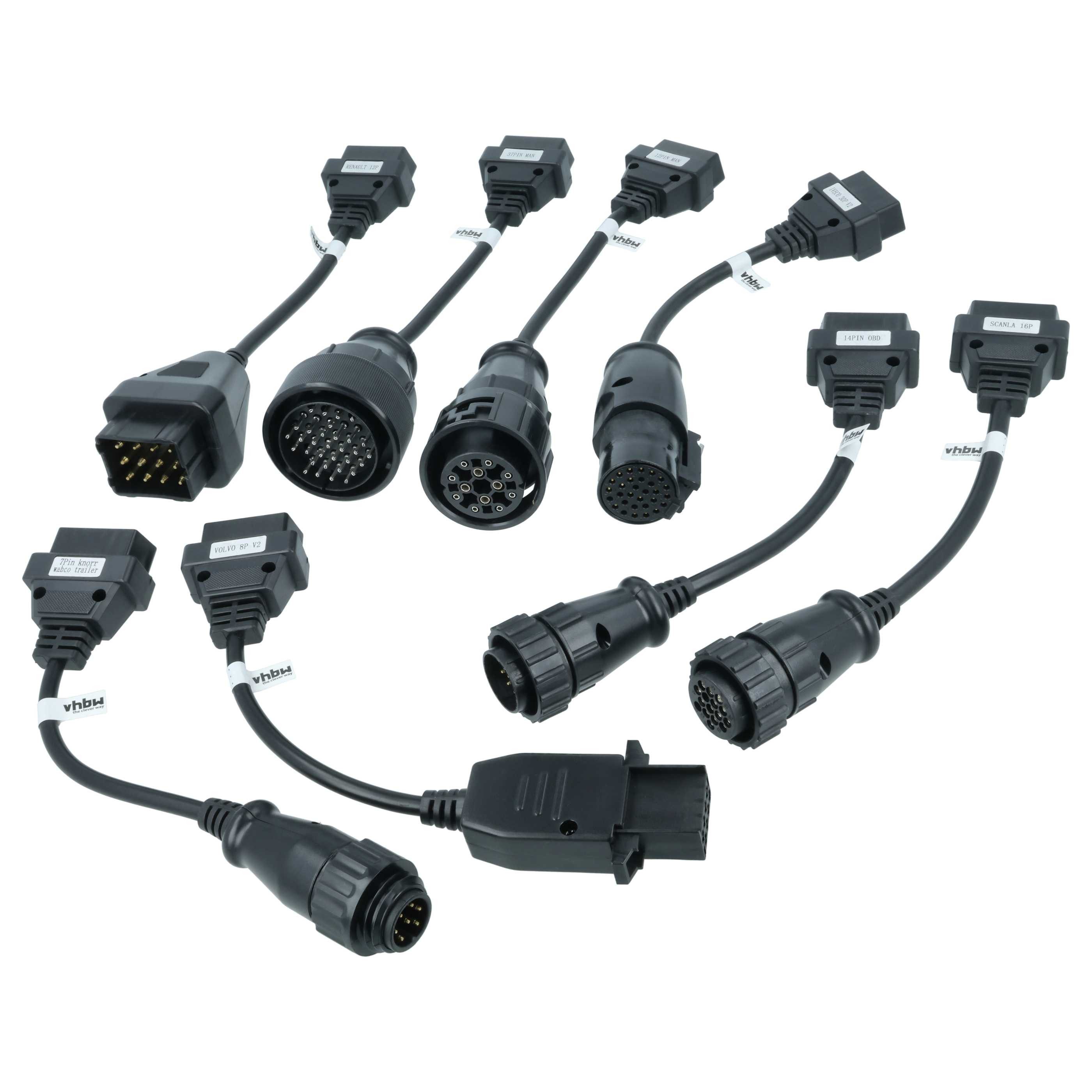 vhbw passend für Volvo 8-Pin Diagnosegerät KFZ-Adapter, Passgenaues Adapterkabel-Set mit OBD Anschlüssen für die