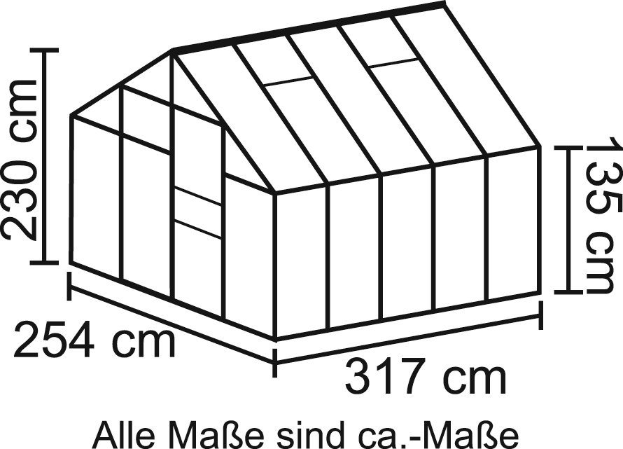 Vitavia Gewächshaus Merkur 8300, BxTxH: 254 x 317 x 230 cm, 6 mm Wandstärke, Set, mit Fundamentrahmen
