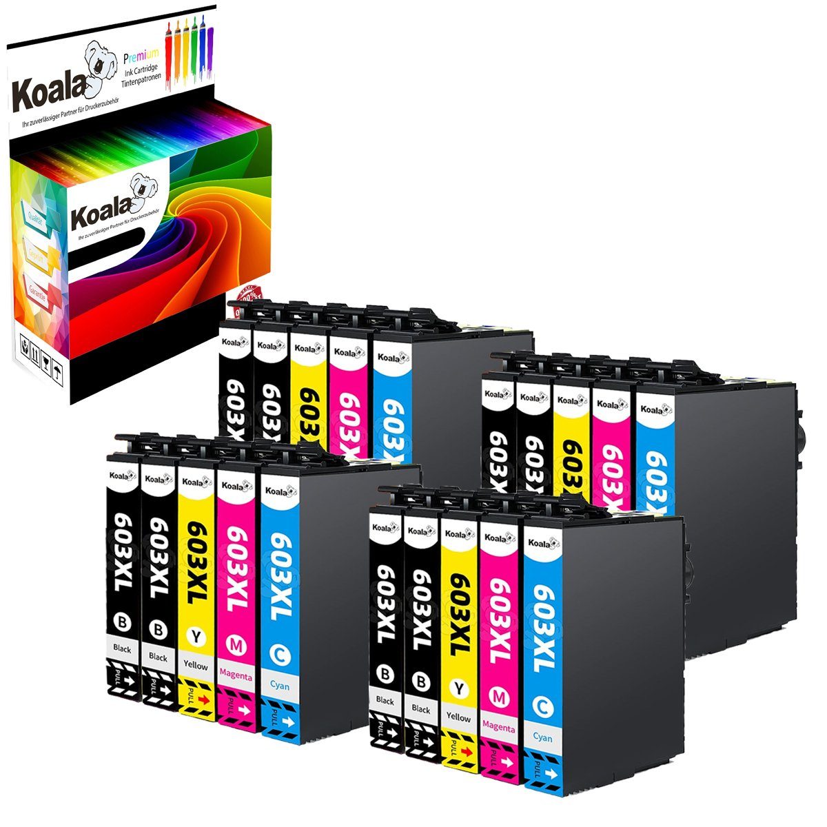 Koala Multipack EPSON 603 XL 603XL 20er für XP-3150 3155 4105 4155 Tintenpatrone (Packung, Für Epson Expression Home XP-3100 3150 2150 4100 4105 2105 2100)