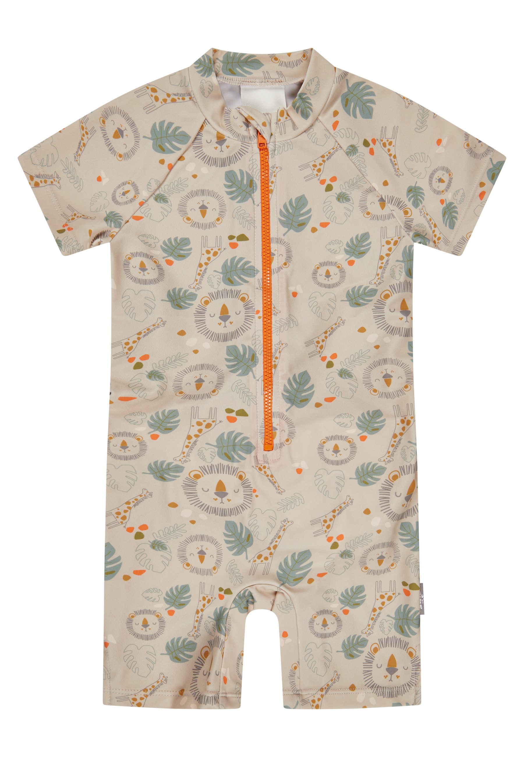 Sterntaler® Badeanzug 50+ Schwimmanzug Safari (1-St) Schwimmanzug Safari-Muster, Reißverschluss vorn, Windeleinsatz bis 92