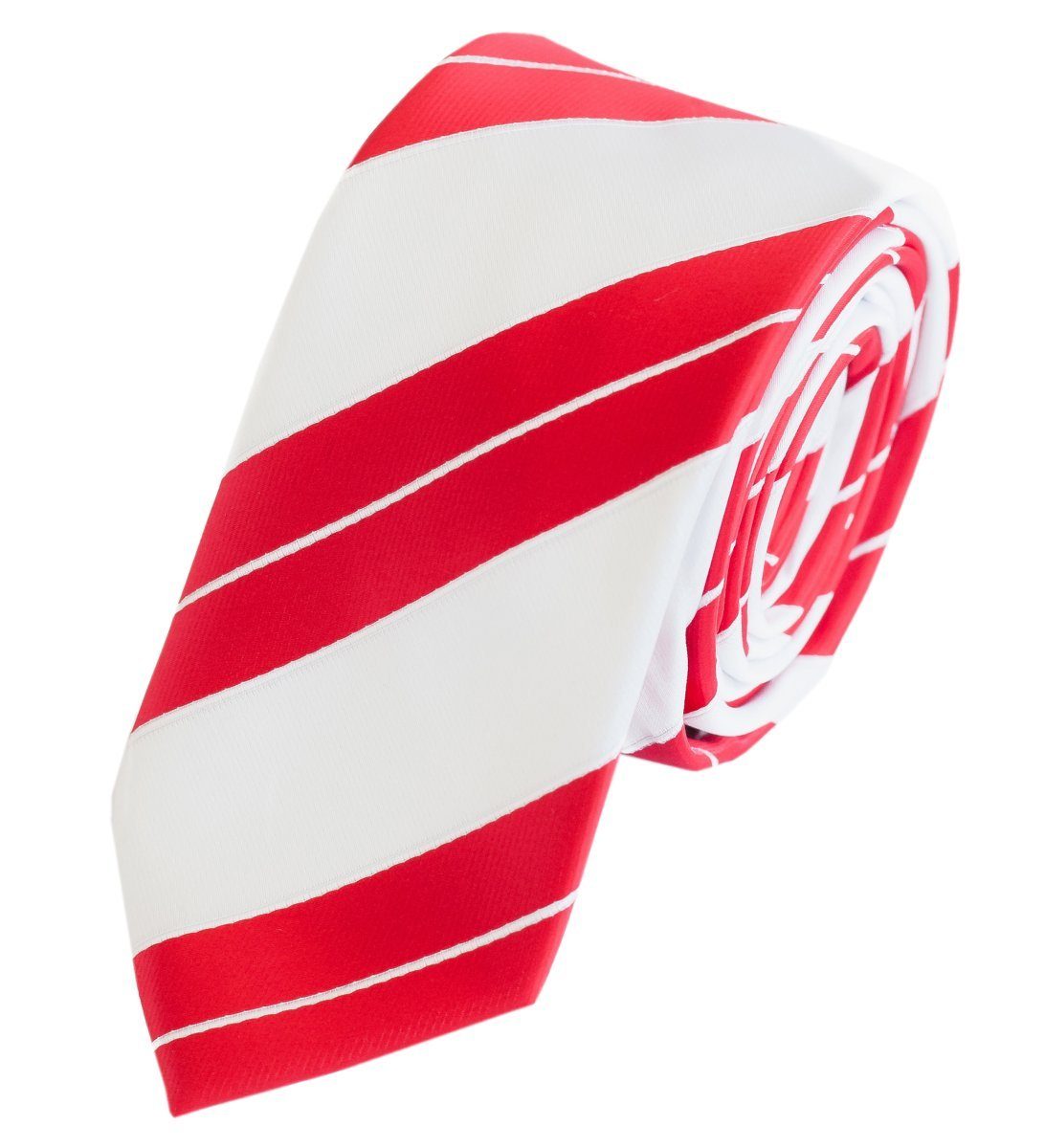 Fabio Farini Schlips Rot Schmal mit Krawatten Farbton in Herren Gestreift) Krawatte (6cm), Weiß/Rot (ohne Box, - 6cm