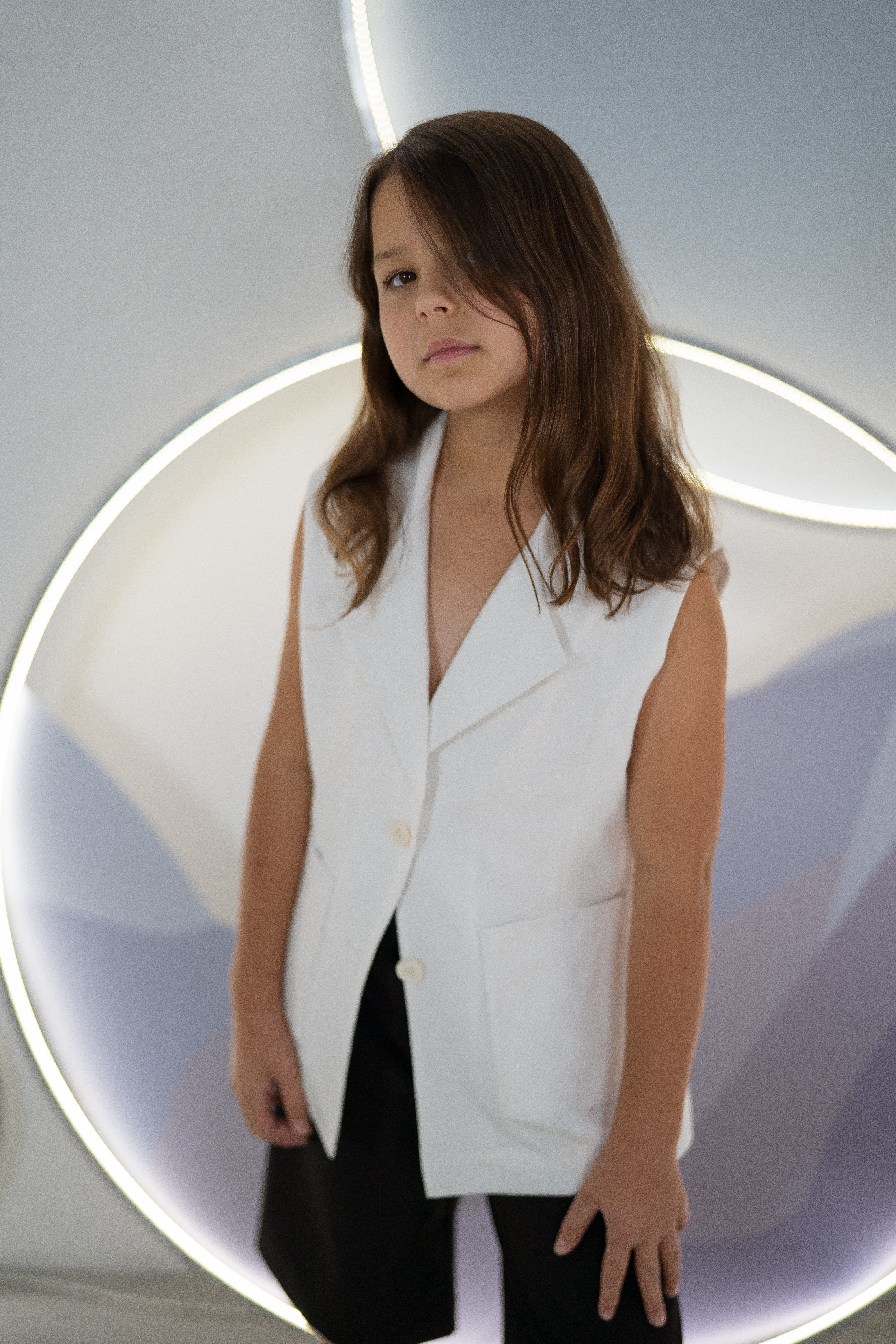 LEMONI Anzugweste Klassische Weste für Mädchen - weiß in Unifarbe milchweiß