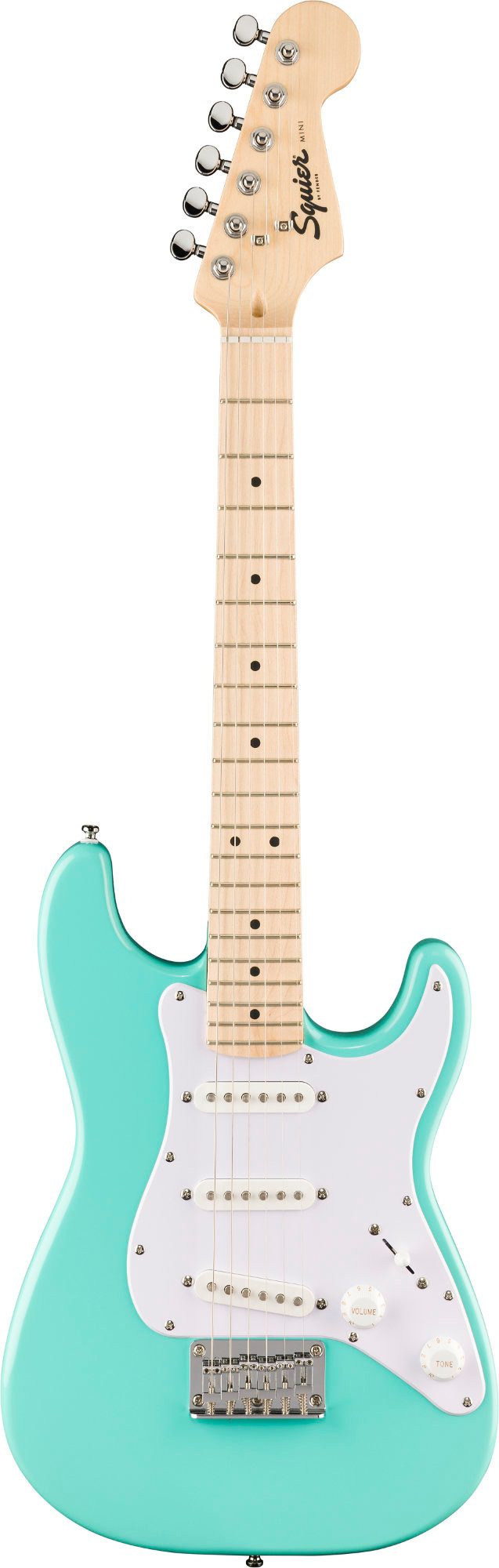 Squier E-Gitarre Mini Stratocaster Sea Foam Green, Mini Stratocaster, Shortscale
