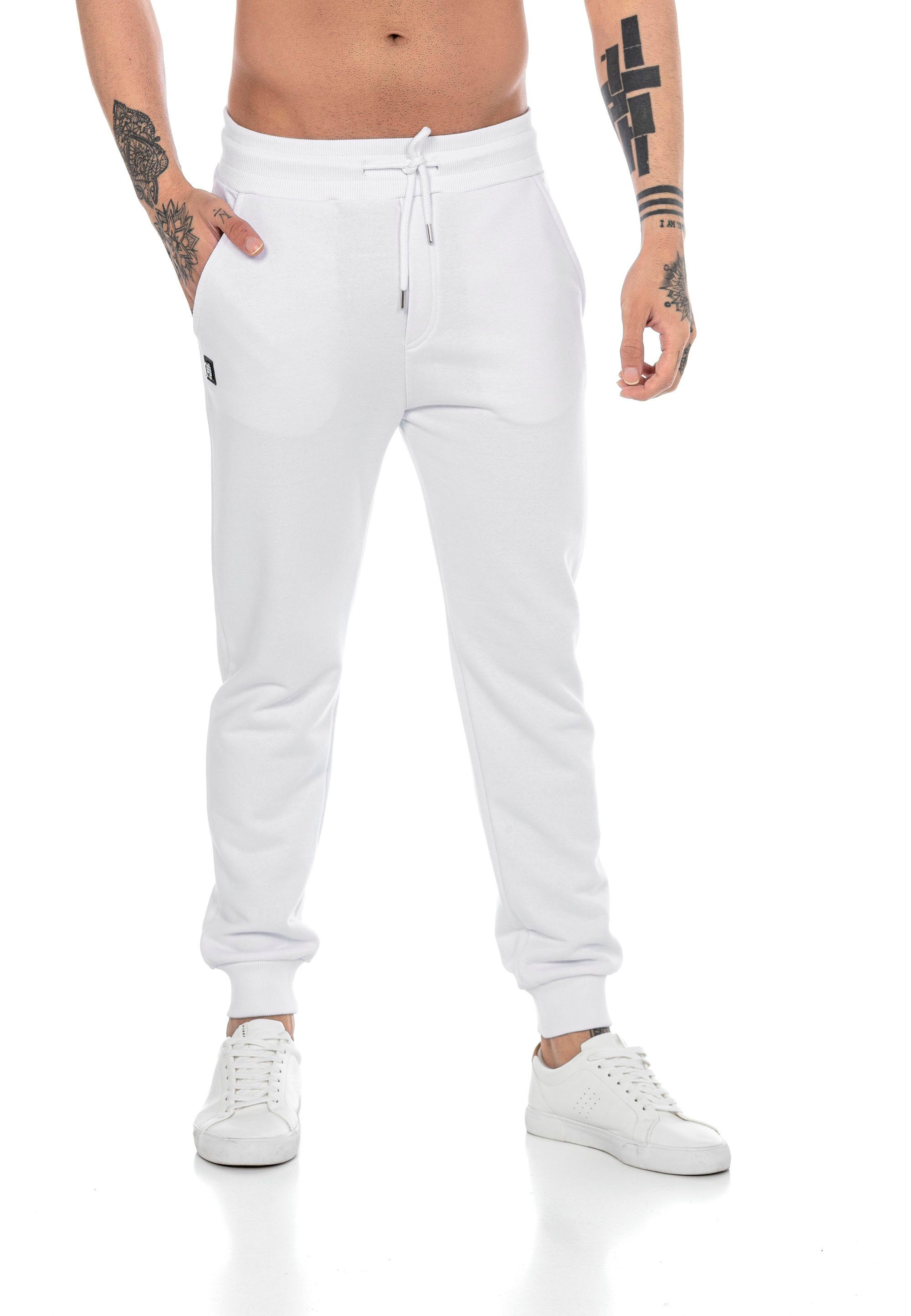 Weiß Quality Jogginghose High mit Brandlogo Bund RedBridge elastischer Jogger