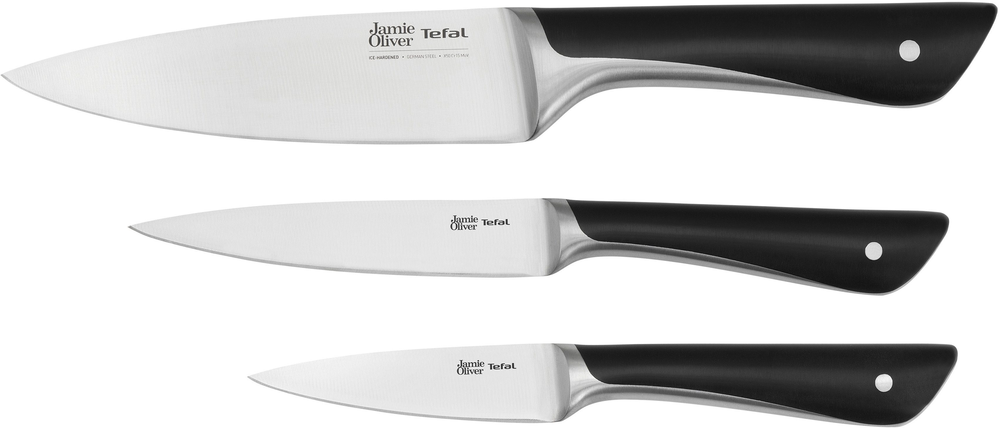 Tefal Messer-Set K267S3 Jamie Oliver (Set, 3-tlg), hohe Leistung, unverwechselbares Design, widerstandsfähig/langlebig | Messersets