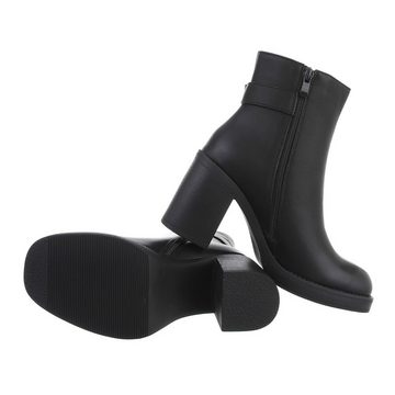 Ital-Design Damen Freizeit High-Heel-Stiefelette Blockabsatz High-Heel Stiefeletten in Schwarz