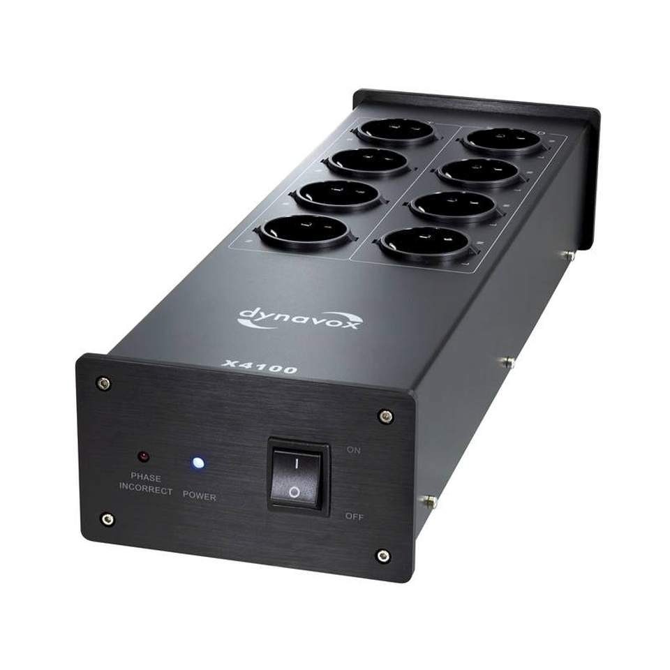 Dynavox X4100-B schwarz 230V 2300W 10A Steckdosenleiste Mehrfachsteckdose 8-fach (Ein- / Ausschalter,LED-Statusanzeige, eingebauter Sicherungsautomat 10 A, Kabellänge 150 m)