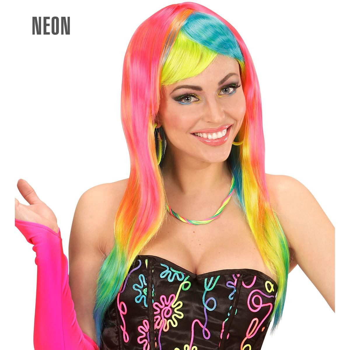 Kostüm-Perücke WIDMANN Perücke Neon Fashion mehrfarbig