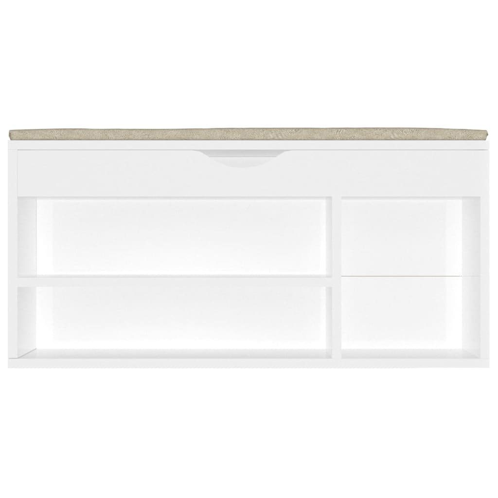 Hochglanz-Weiß mit 104x30x49 Schuhbank Kissen Schuhschrank furnicato cm Holzwerkstoff