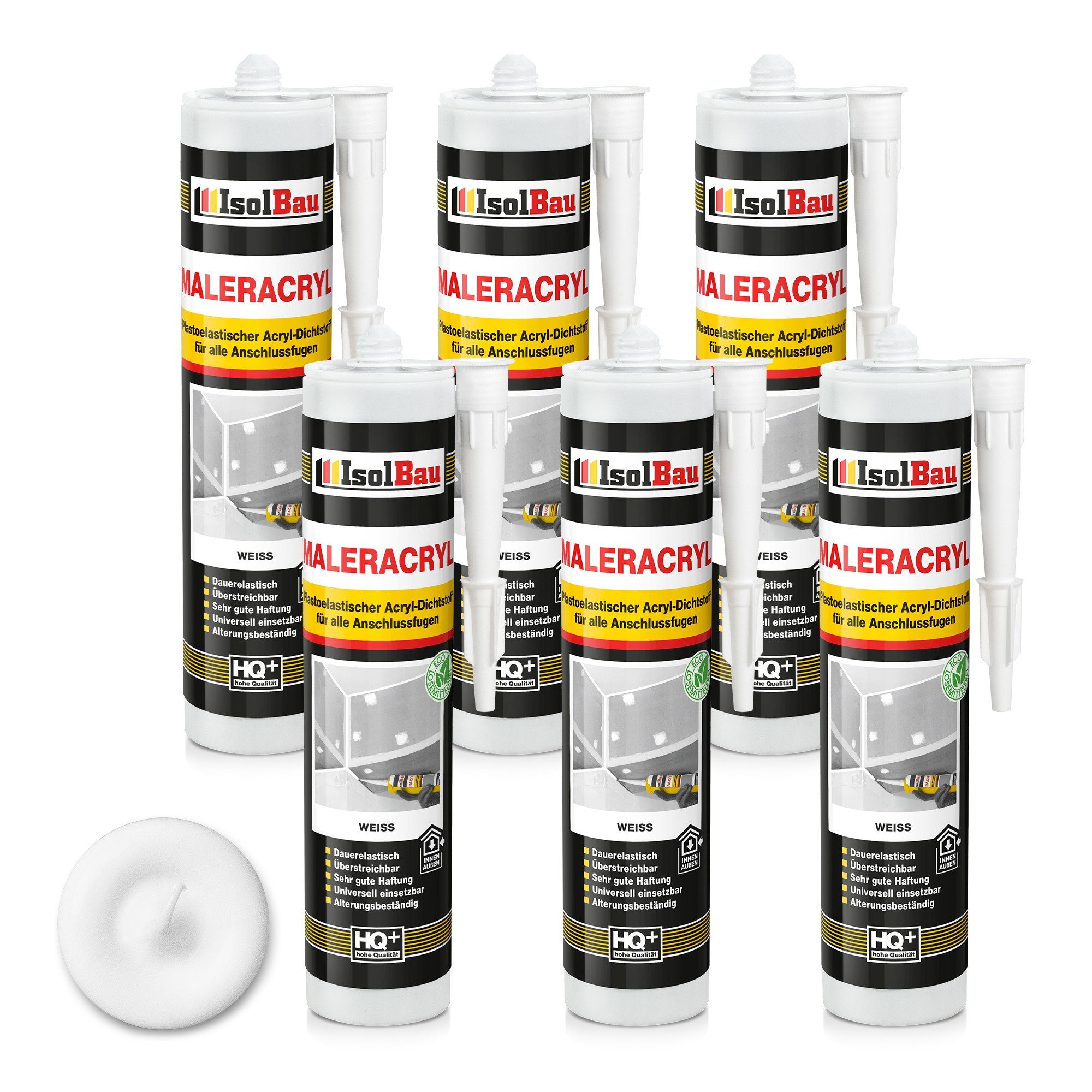 None Spachtelmasse Maleracryl Bauacryl 6 x 300 ml Plastoelastischer Abdichten Dichtmasse, Mauerwerk Putz Gipskarton Beton Gasbeton Zement Holz Polystyrolschaum
