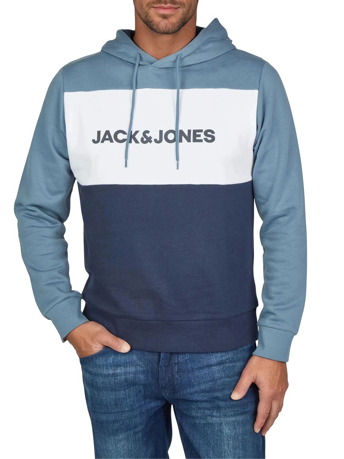 Jack & Jones Kapuzenpullover Herren Hoodie JWHLOGO BLOCKING Regular Fit Sweatshirt mir Kängurutasche