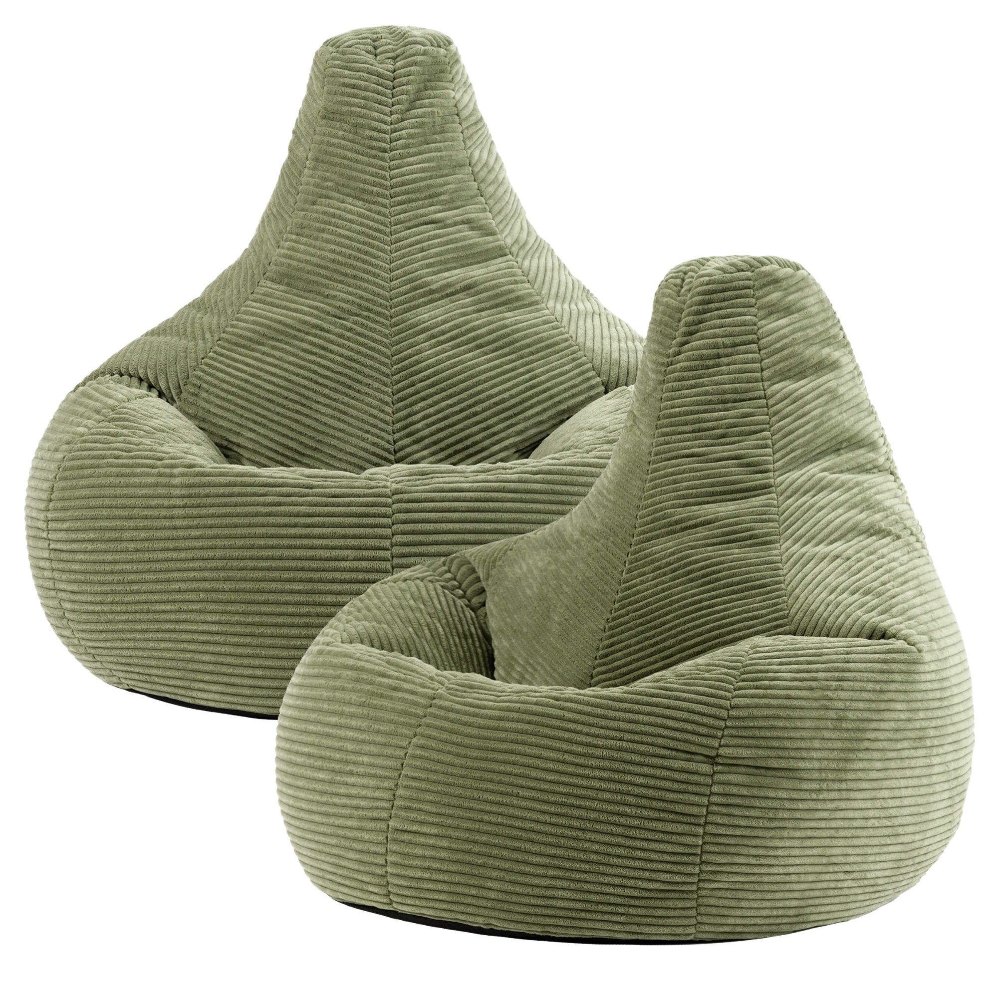 icon Sitzsack 2er Set Sessel mit Rückenlehne aus Cord „Dalton“, Sitzsack XXL, Gaming Sitzsack, Made in Germany, Erwachsene & Kinder von ICON