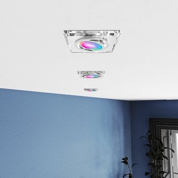 SSC-LUXon LED Einbaustrahler Glas Einbaustrahler flach, eckig & schwenkbar mit WiFi LED RGB Modul, Warmweiß bis Tageslicht