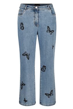 MIAMODA Regular-fit-Jeans 7/8-Jeans Straight Fit Schmetterlinge 5-Pocket