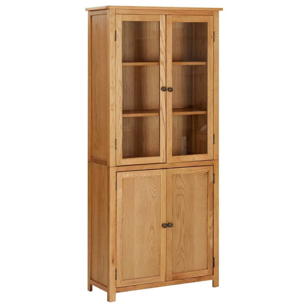 Glas Bücherschrank Eiche Türen & 4 Massivholz furnicato Bücherregal cm 80x35x180 mit