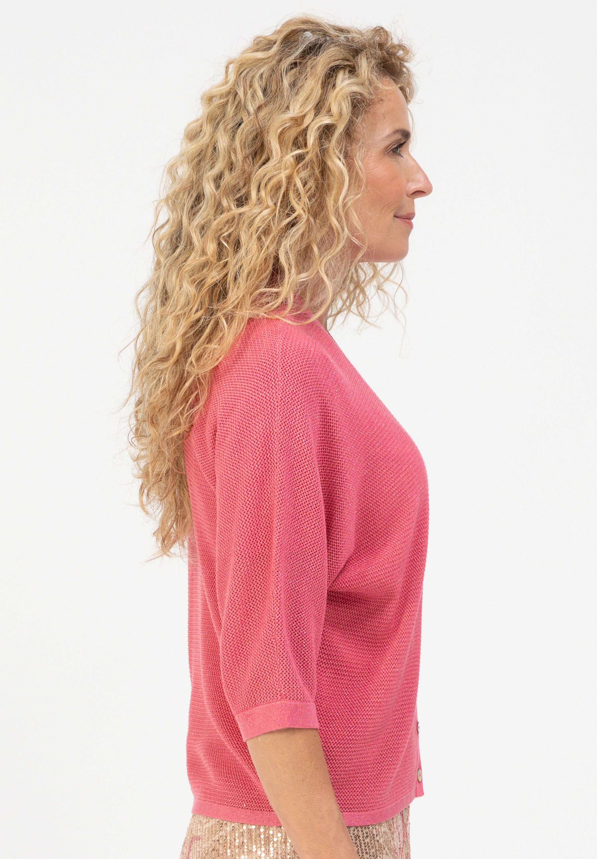 bianca Strickjacke VALENTE in leicht glänzender Lochstrickoptik – Bild 4 von 5