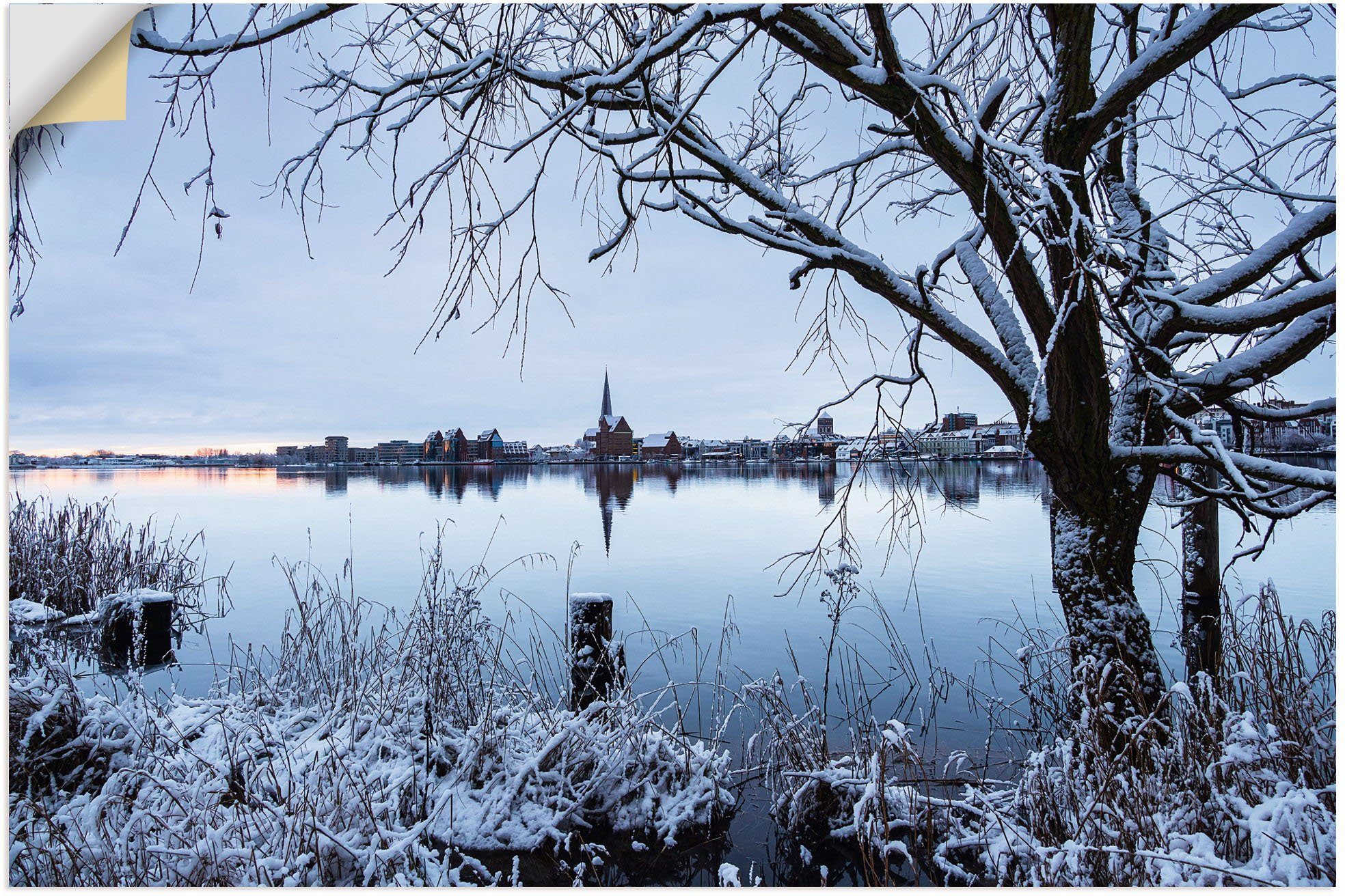 Artland Wandbild Warnow Wandaufkleber Winter, in im Rostock als Leinwandbild, Größen (1 oder Poster Alubild, Hansestadt versch. St), Rostock