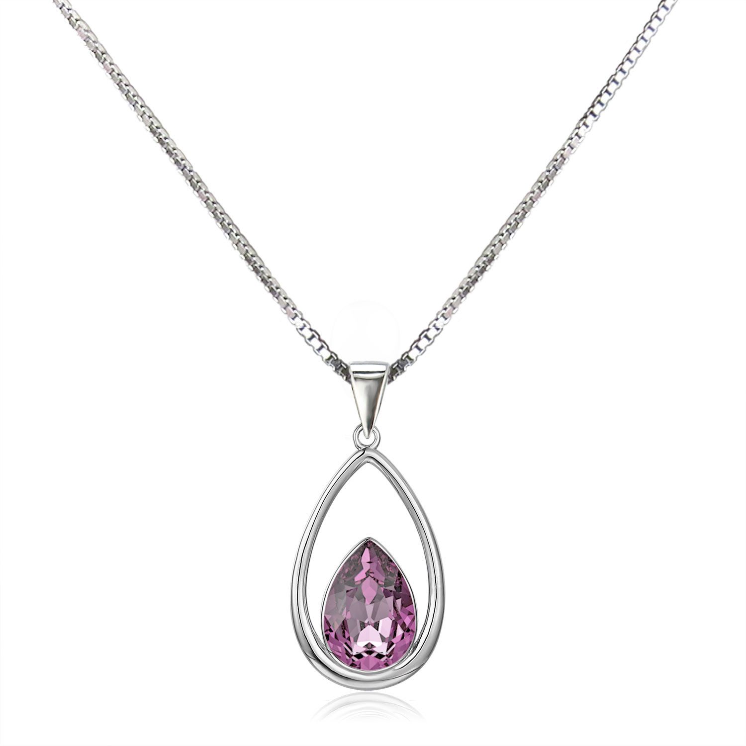 Schöner-SD Kette mit Anhänger Damen Halskette 925 Silber Tropfenanhänger mi günstig online kaufen