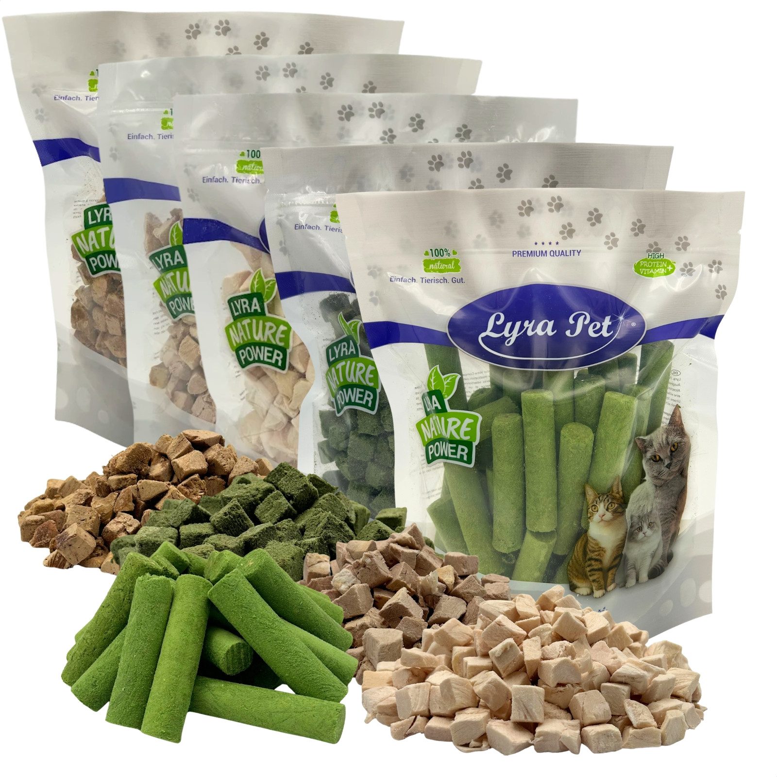 Lyra Pet 1 kg (5 x 200 g) Lyra Pet® Katzensnack Mix gefriergetrocknet Huhn, Snack für: Katze