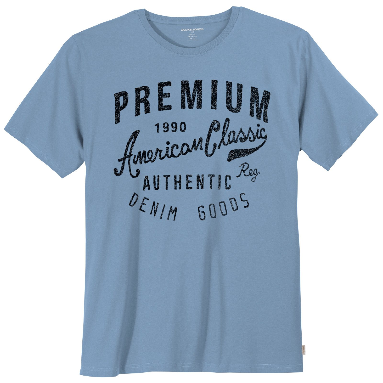 Jack & Jones Rundhalsshirt Jack&Jones Übergrößen T-Shirt hellblau JPRBLUALEX