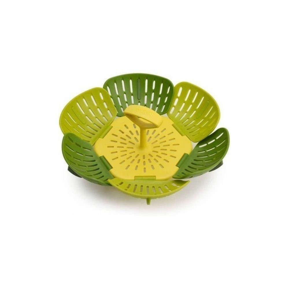 Joseph Joseph Dampfgareinsatz Bloom Folding Basket für Gemüse Dampfgarein Dampfgareinsatz-Grün, Leicht anzuhebender Gabelhaken,Faltbar zum kompakten Aufbewahren