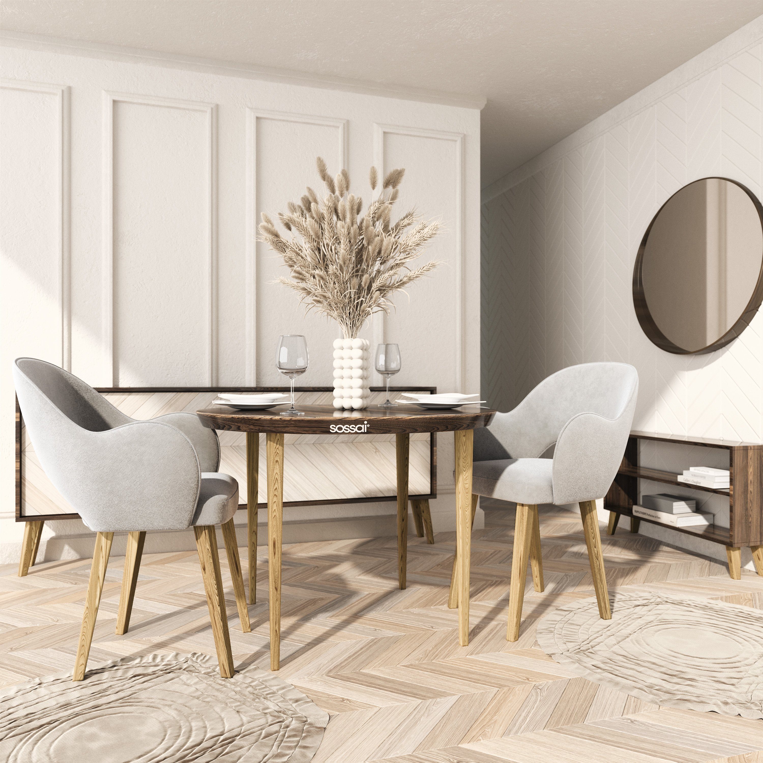 sossai® Möbelfuß Holzfüße Eckig gerade Ausführung - Eiche, (4-St), 8cm - 71cm