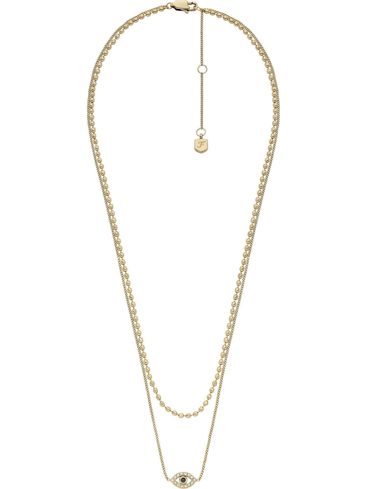 Fossil Collier Fossil Damen-Kette Edelstahl Glasstein