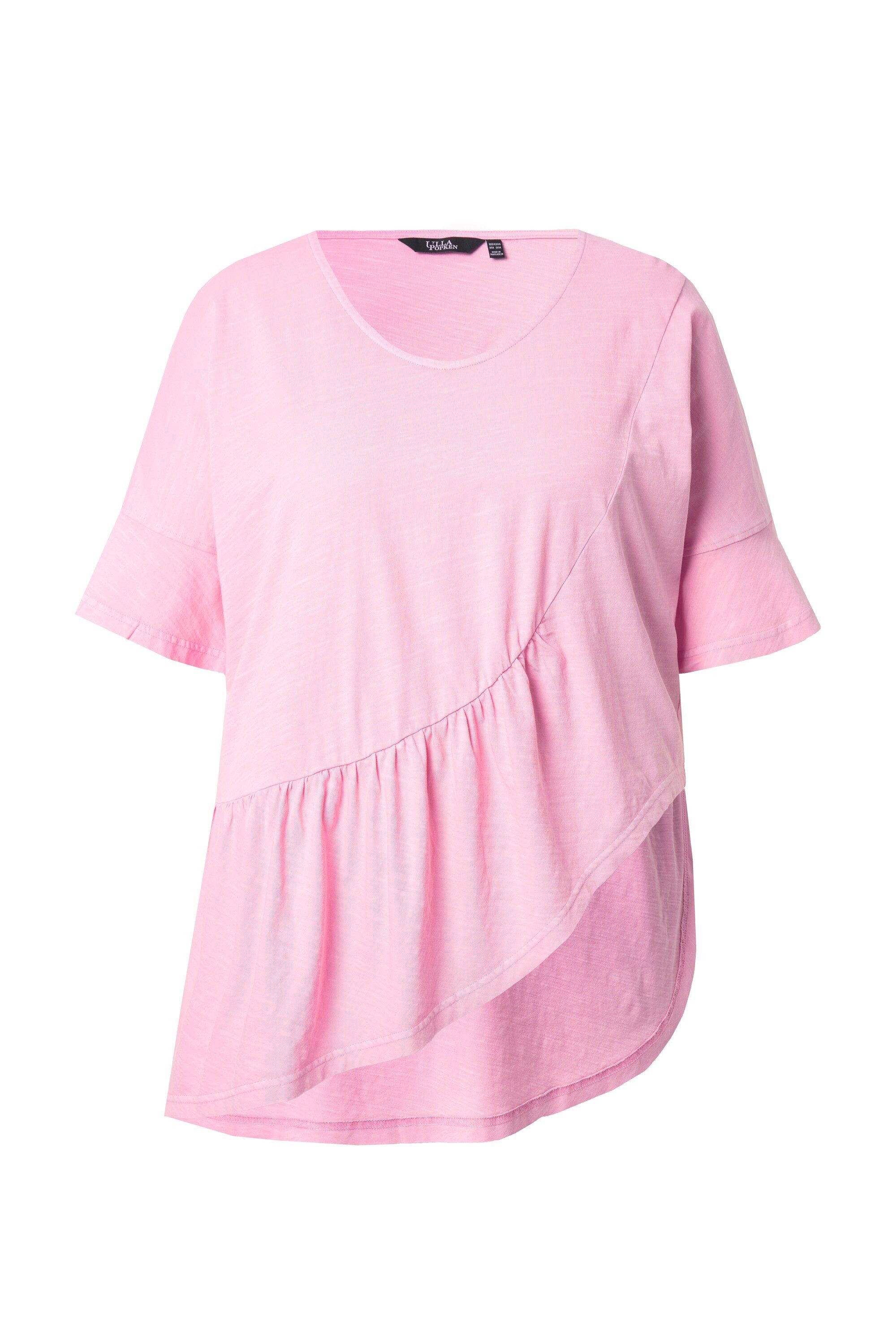 Ulla Popken T-Shirt T-Shirt Volantsaum Oversized V-Ausschnitt Halbarm – Bild 2 von 4