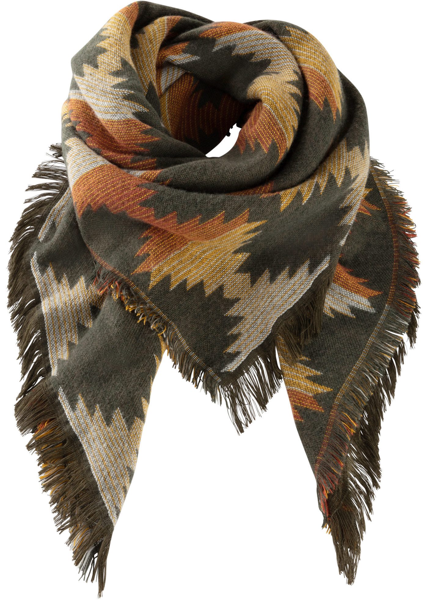 bonprix Halstuch, (1-St), XXL-Form, aus Polyacryl und Polyester, mit Fransen, casual Stil