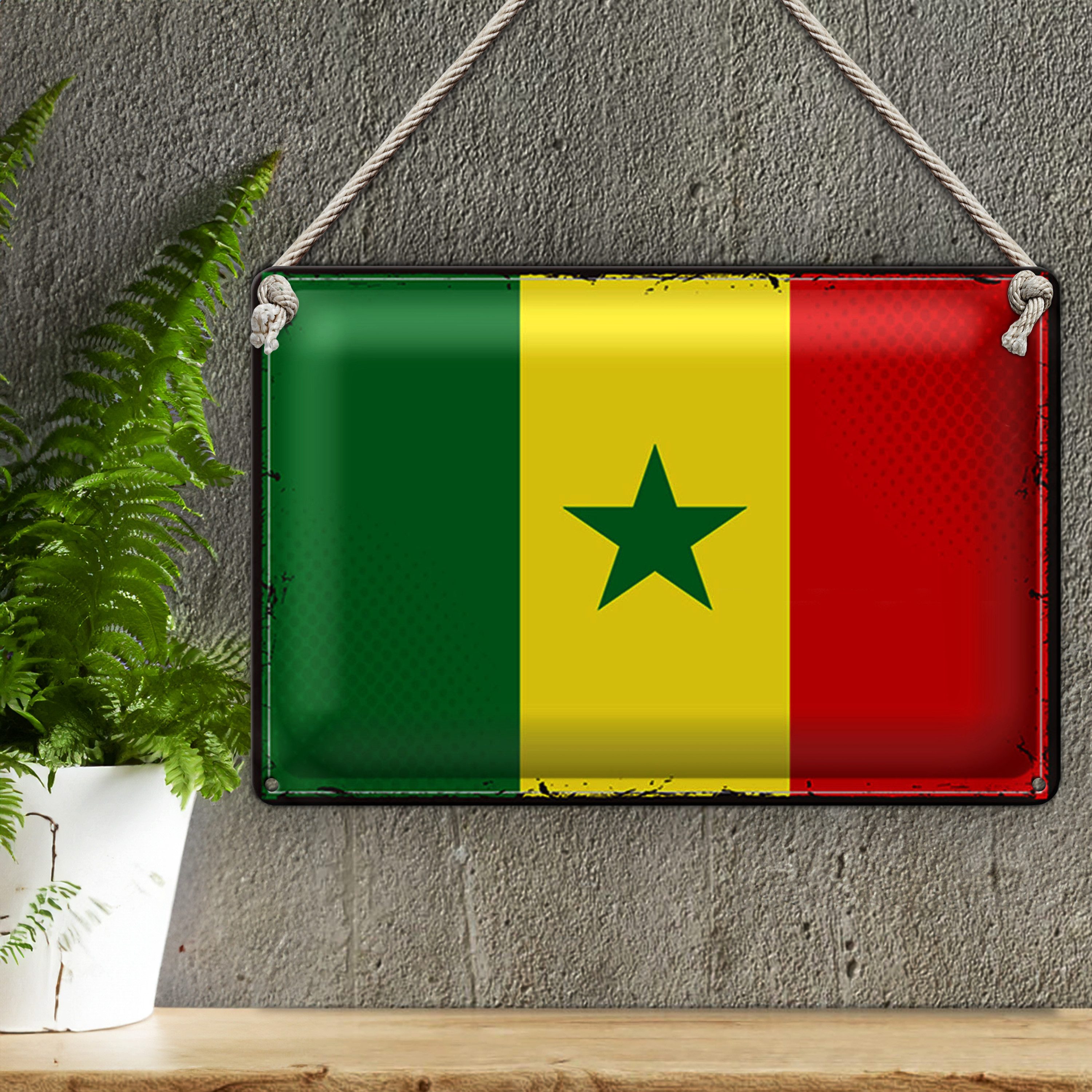 Roomando Metallschild Blechschild Flagge Senegal 30x20cm Retro Flag of Senegal