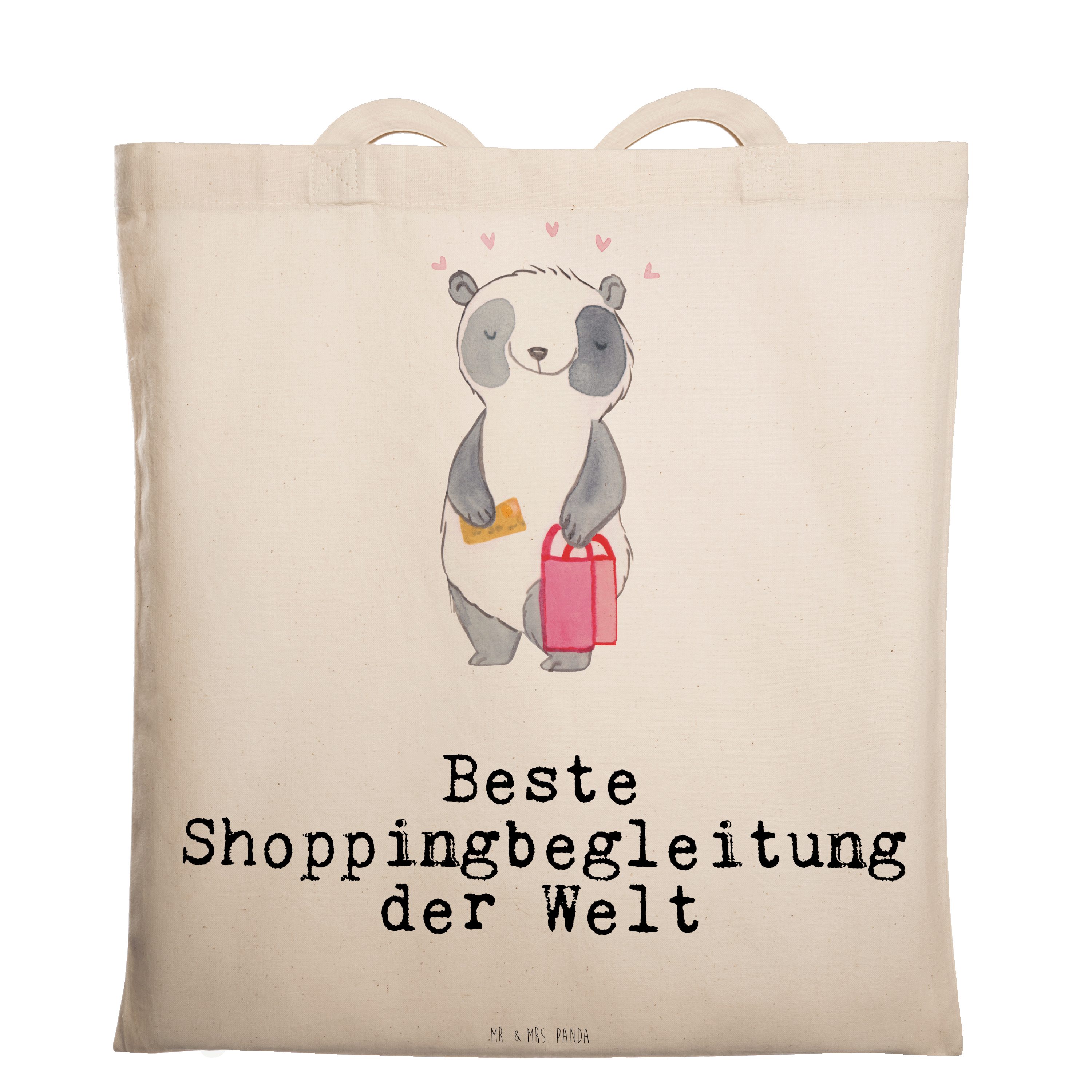 Mr. & Mrs. Panda Tragetasche Panda Beste Shoppingbegleitung der Welt - Transparent - Geschenk, Jut (1-tlg)