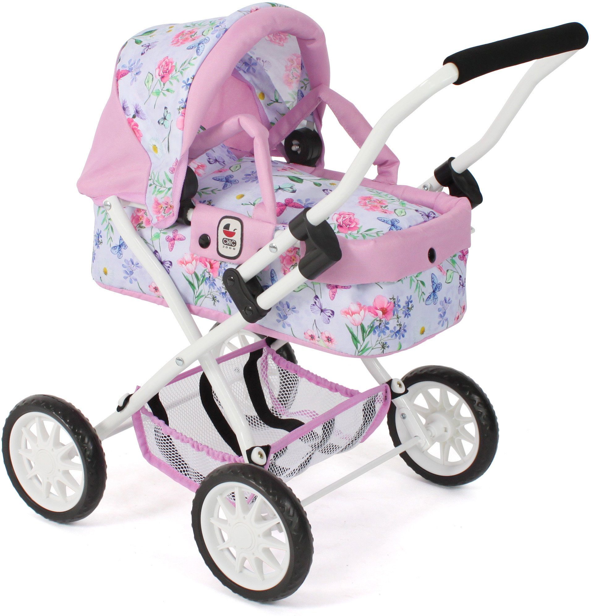 CHIC2000 Puppenwagen Smarty, Flowers, mit herausnehmbarer Tragetasche