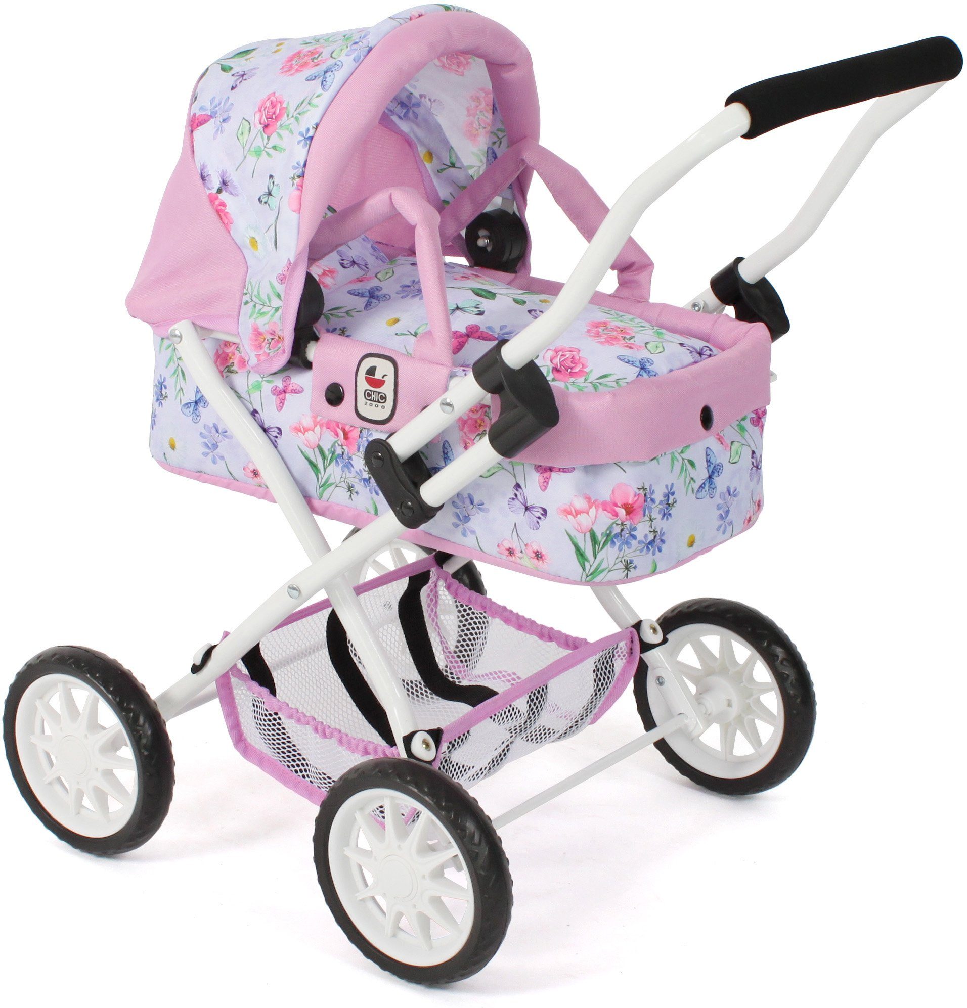 CHIC2000 Puppenwagen Smarty, Flowers mit herausnehmbarer Tragetasche mehr
