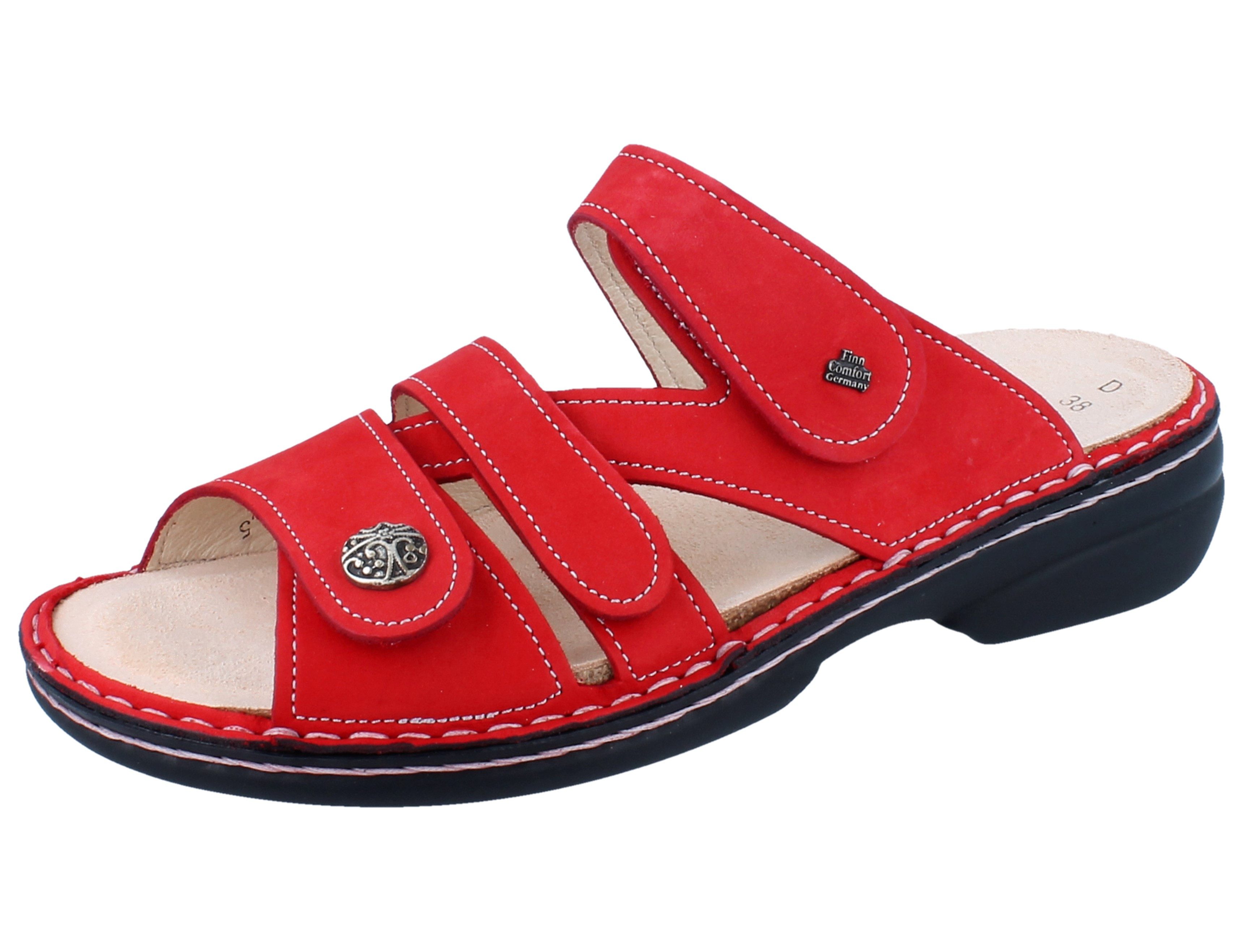 Finn Comfort FINN COMFORT Ventura Soft Damen Pantolette rot Nubukleder - Größe: Pantolette Wechselfußbett