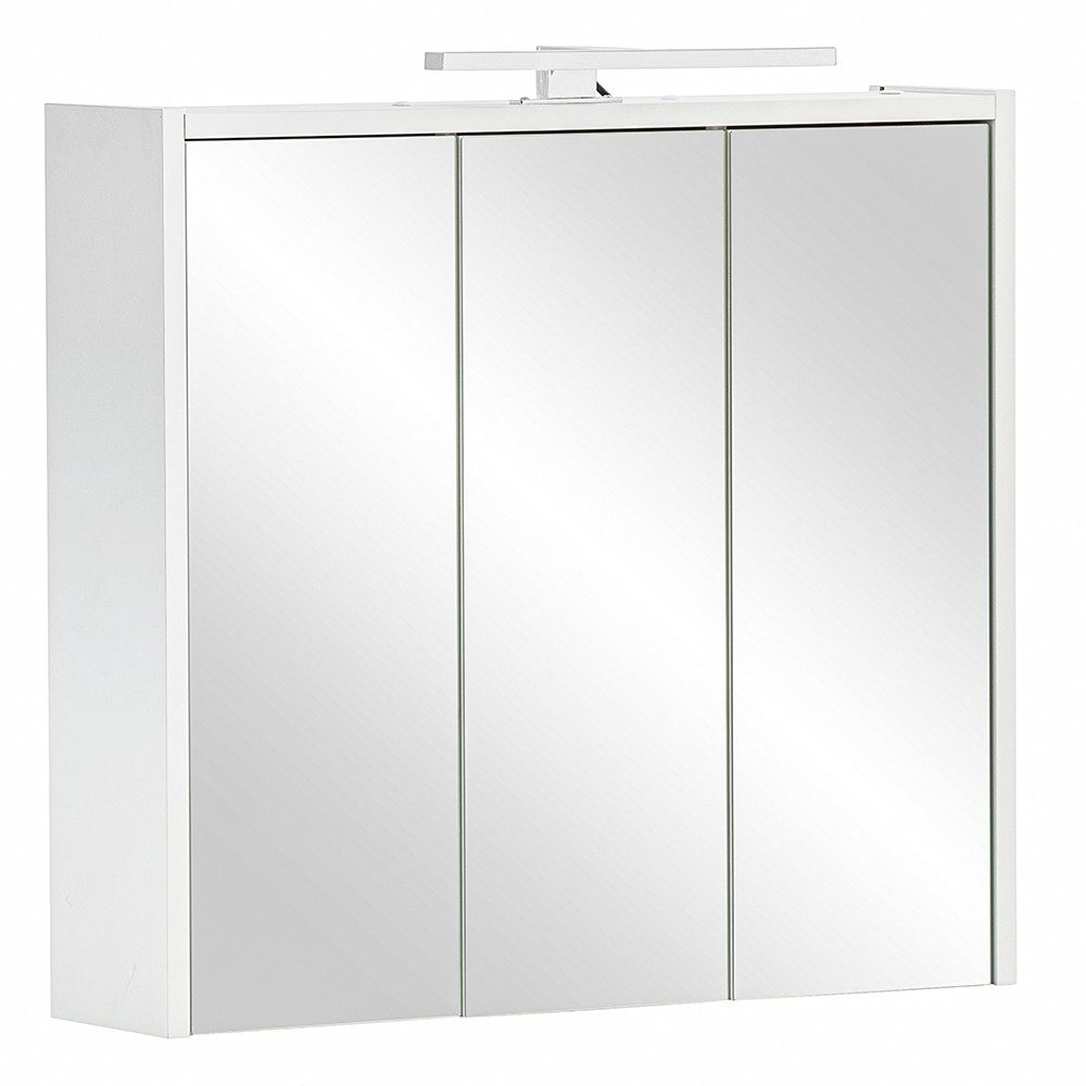 Lomadox Badmöbel-Set PROVIDENCE-80, (Spar-Set, 5-St., Hochschrank Spiegelschrank Waschbeckenschrank Badregal Midischrank), Badezimmer in weiß matt, modern, Made in Germany