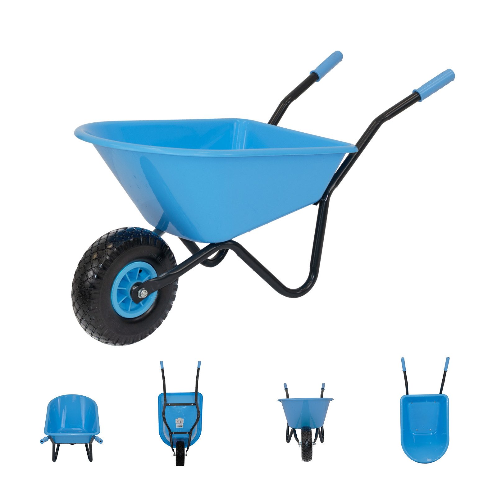 TRUTZHOLM Spielzeug-Gartenset Kinderschubkarre uni 40kg Kunststoffwanne in rot grün schwarz blau, (Artikel, 1-tlg), 40kg Traglast,Vollgummirad