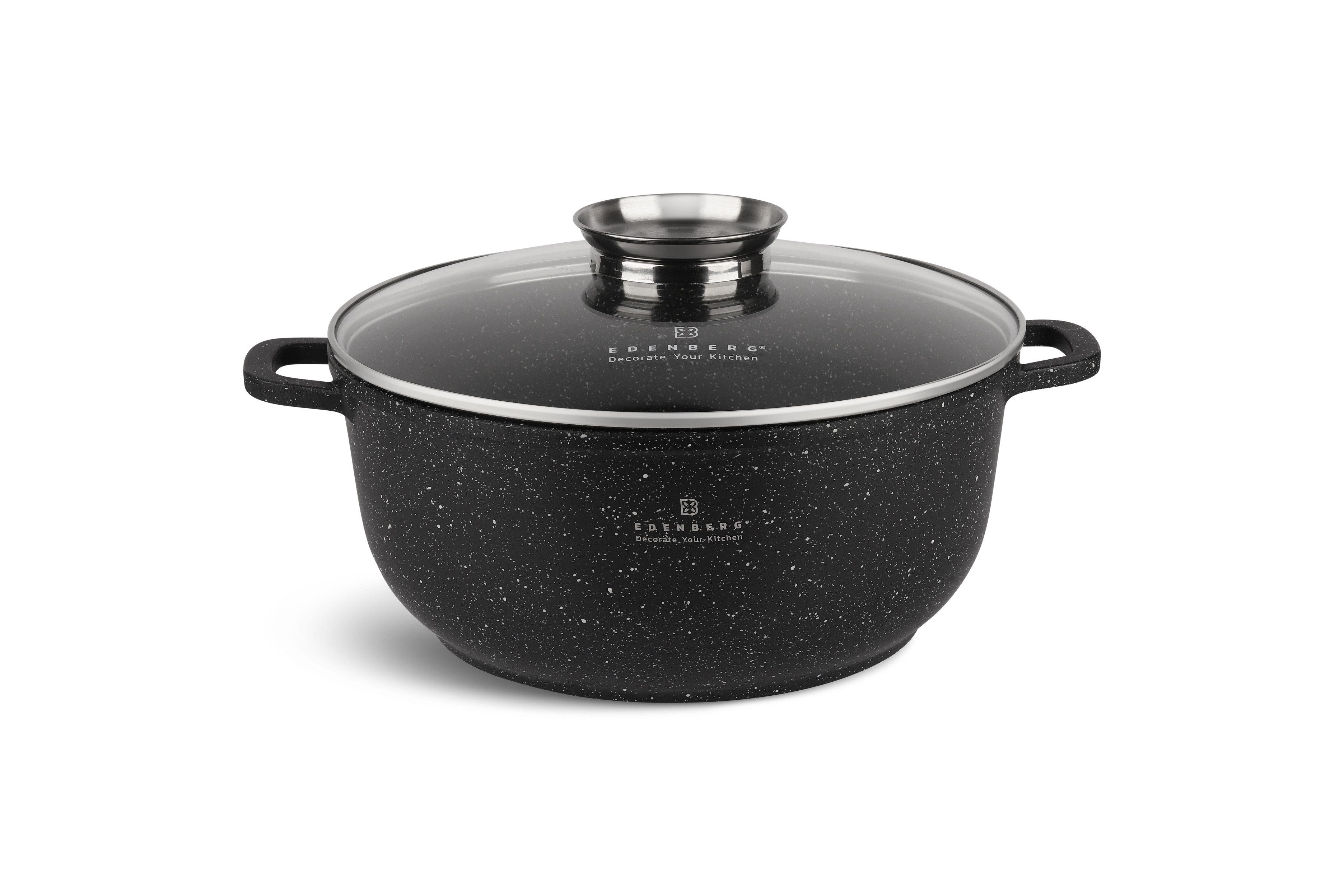 Zilner Topf-Set Schöne Schwarze Töpfe in 6 verschiedenen Größen, Steinbeschichtung, Aluminiumguss, Keramik, Edelstahl, Aluminium (Passt in jede Küche! 1.4L / 2.4L / 3.3L / 4.5L 6.7L, 12-tlg., Es ist eine perfekte Geschenkidee für jeden Anlass), Innovative Aroma Knob-Griffe