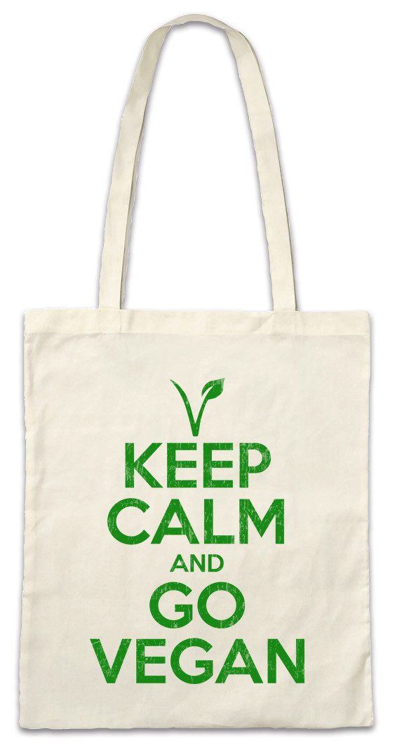 Beuteltasche Keep Calm And Go Vegan Stofftasche Vegan Vegetables Vegetarianism