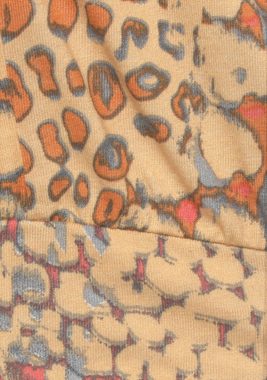 Buffalo Fledermausshirt mit Animaldruck, lockere Bluse mit V-Ausschnitt, Blusenshirt