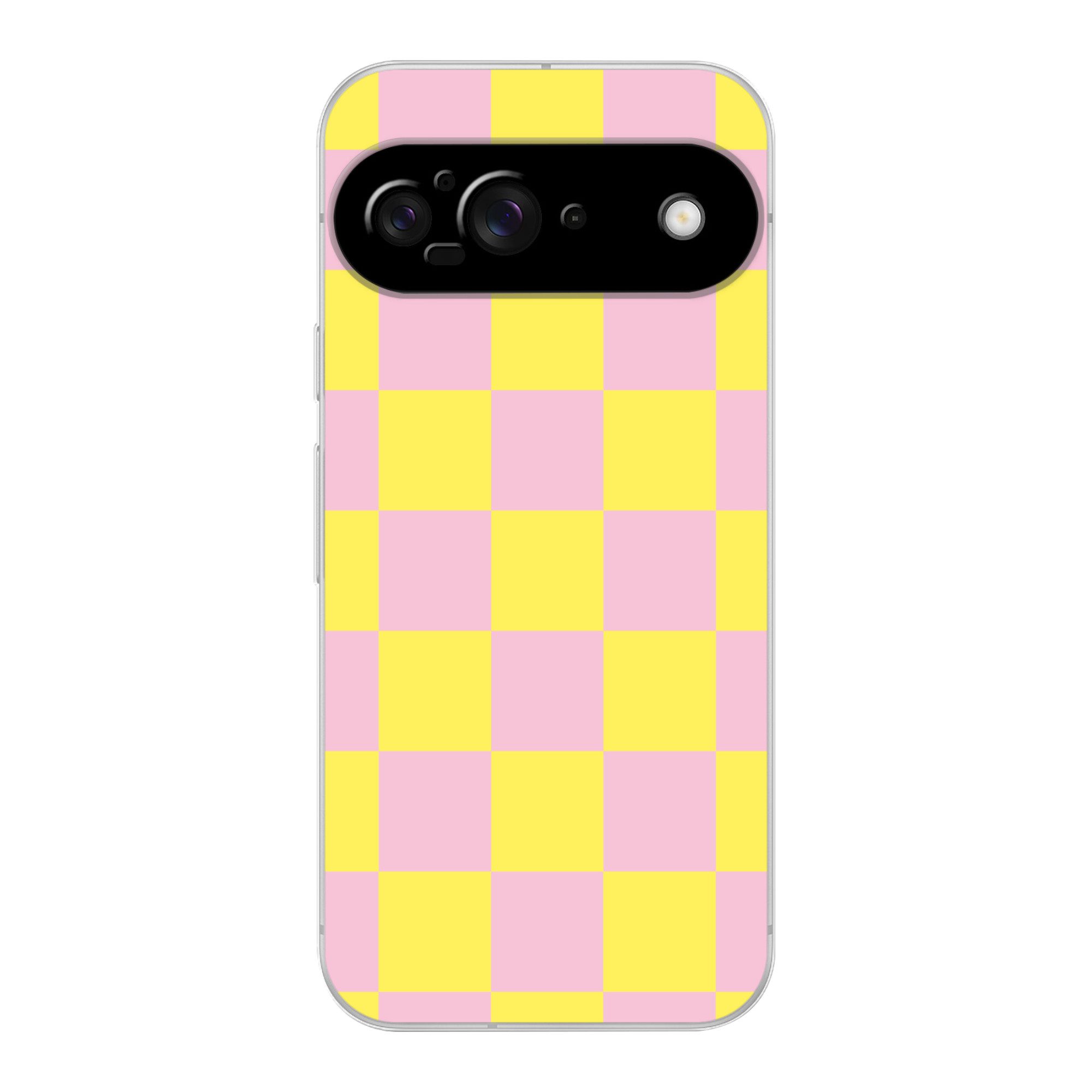 MuchoWow Handyhülle für Google Pixel 9 Schachbrettmuster - Gelb - Rosa - Würfel, Handy Case, Silikon, Bumper Case Dünn