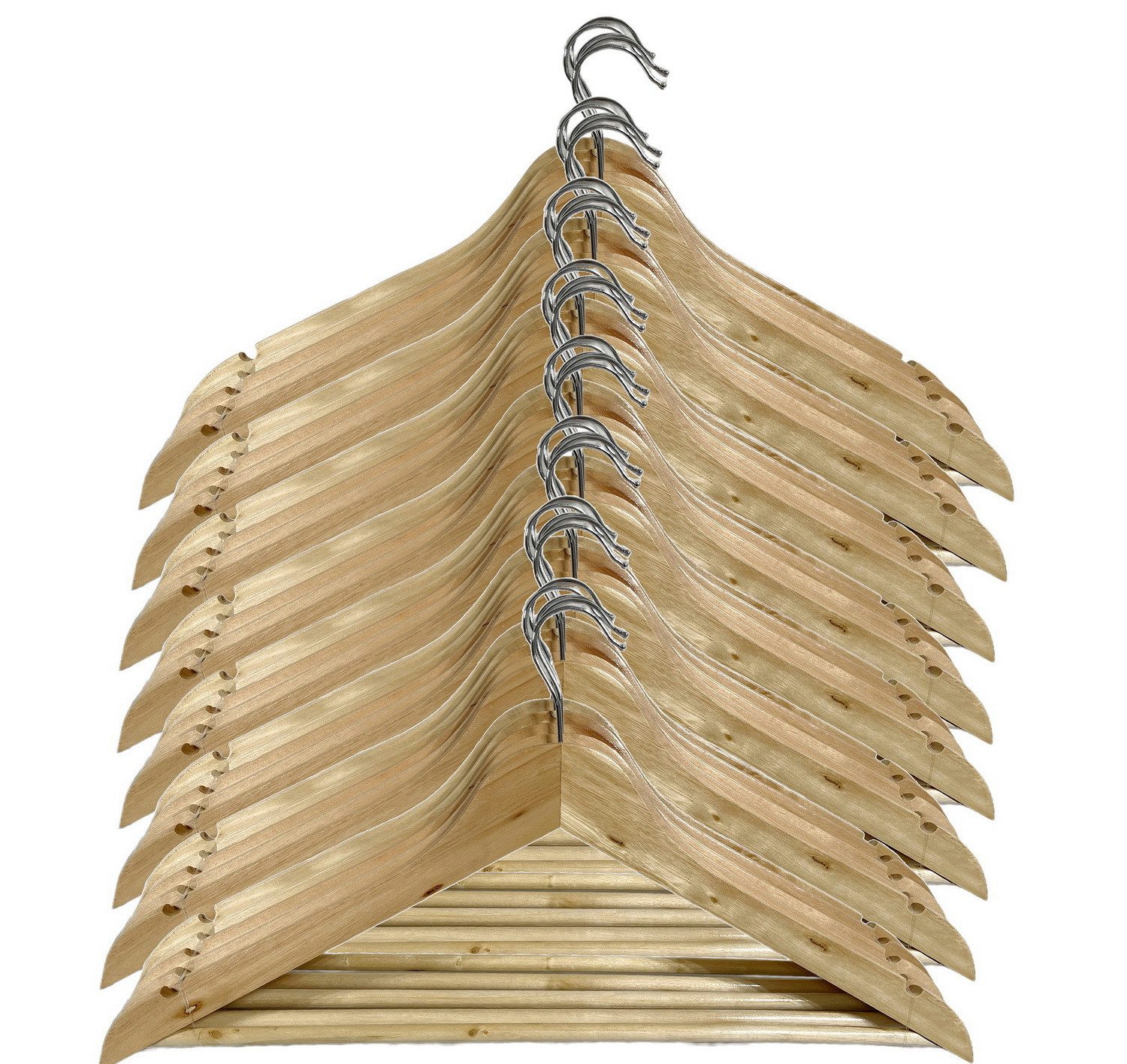 Urban Living Kleiderbügel Holzkleiderbügel Holzbügel Holz-Hosenbügel Rockbügel Garderobenbügel, (Konfektionsbügel, 40-tlg), mit Hosensteg und 2 Kerben für Trägerkleidung