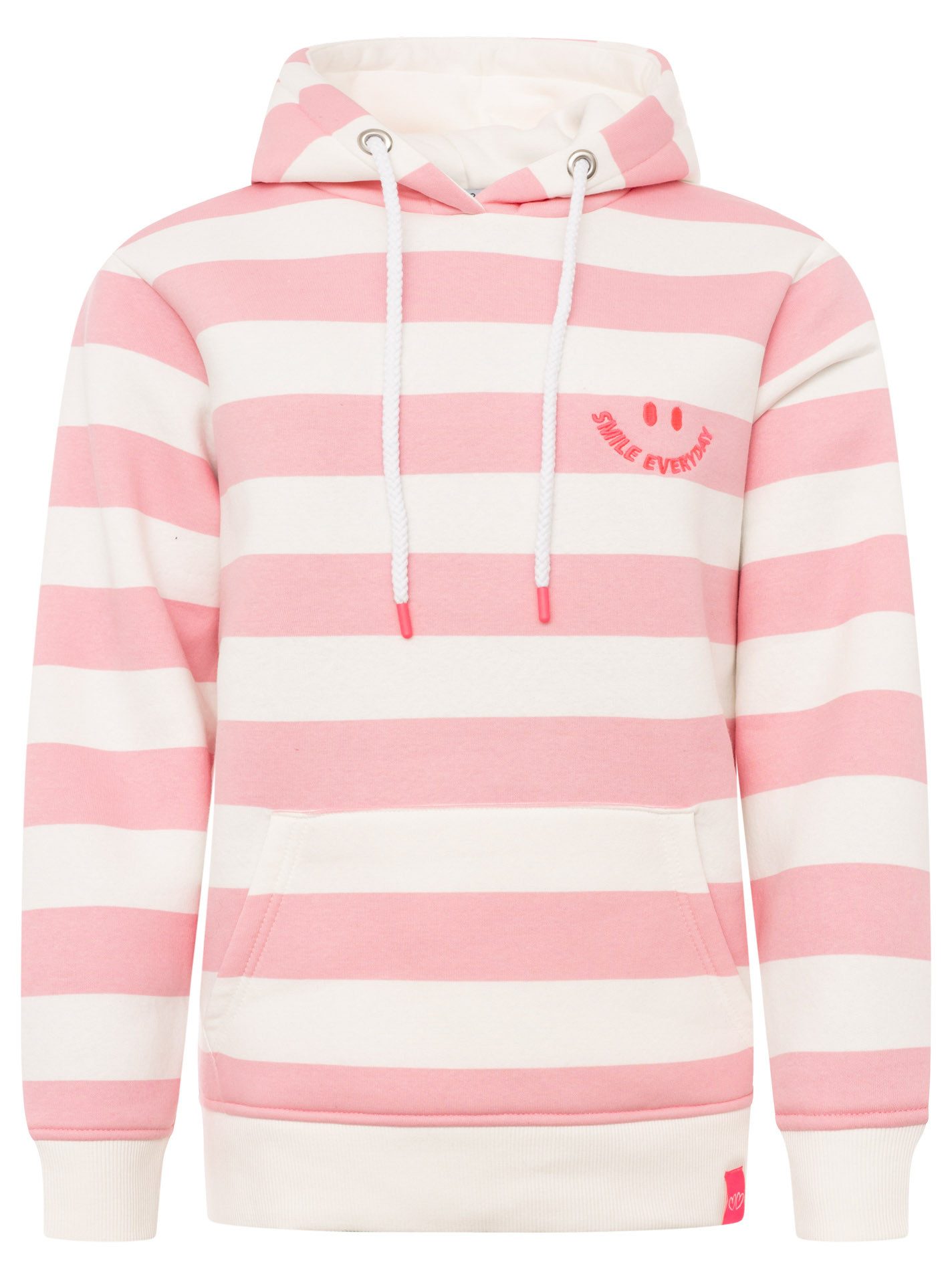 Zwillingsherz Hoodie "Streifen Smile Everyday" Blockstreifen, pinke Sticker günstig online kaufen