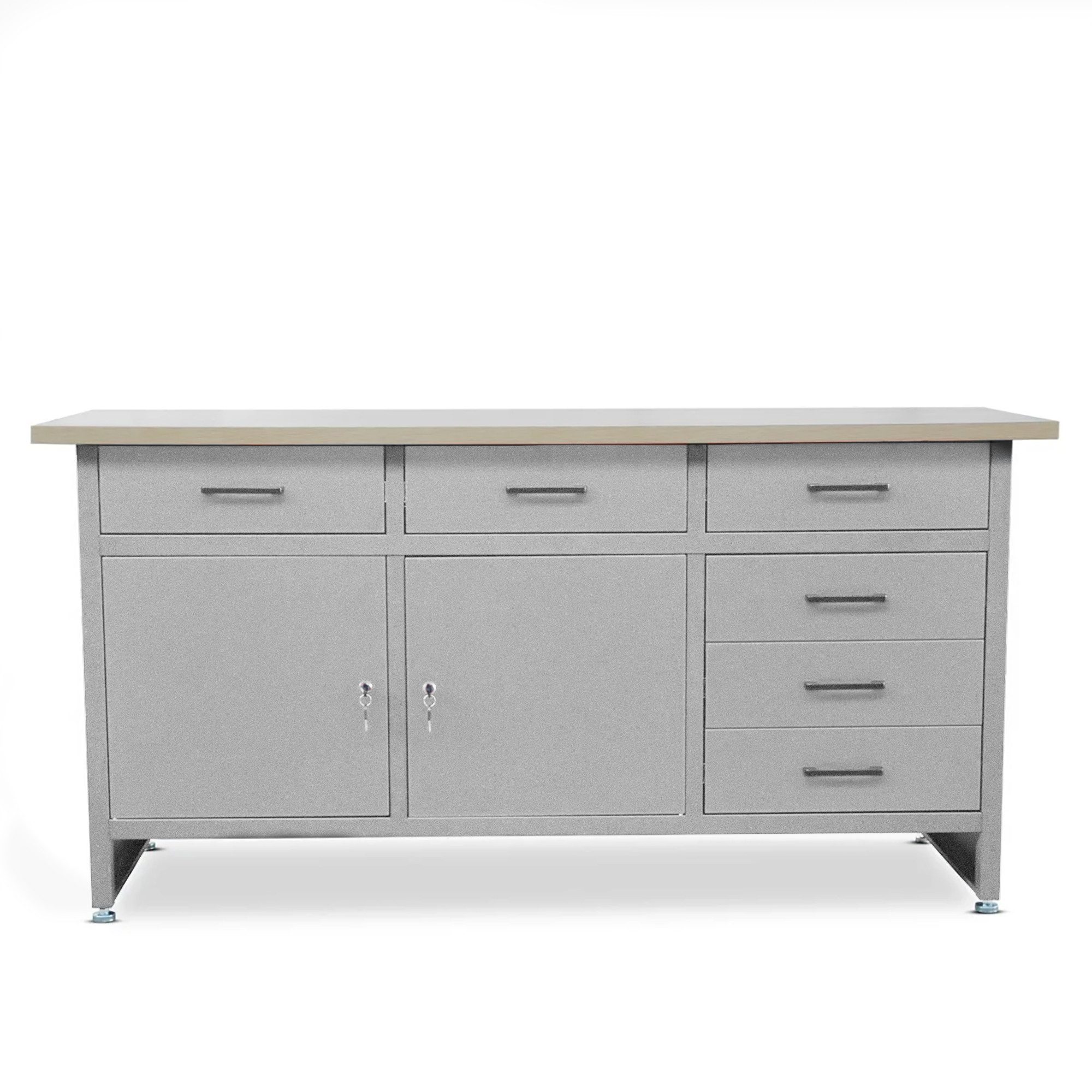 Jan Nowak Werkbank Werkstatttisch 170 cm HENRY 6 Schubladen 2 Schränke Stahl robust, (Stahl 0,8-1,0 mm 85 x 170 x 60 cm verstellbare Füße 91 kg), Werktisch absc – Bild 2 von 2